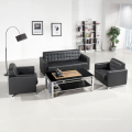 Luxury Modern Furniture Executive Reception Waiting Room Office Black Leather Sofas